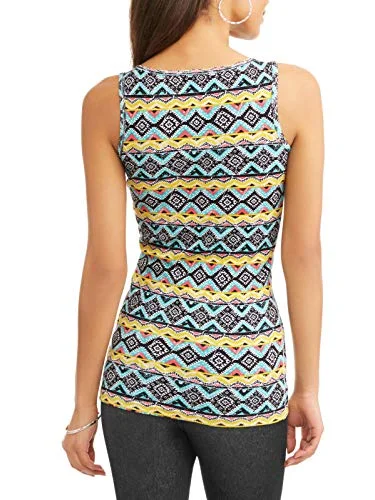 Time and Tru Women's Rib Tank Top Shirt (Aztec Print, X-Small, 0-2 and Small, 4-6) (XS (0-2)) — 2
