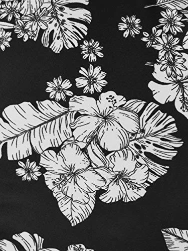 Women's Plus-Size Printed Floral Side Adjustable Swimsuit Bottom (2X (20W-22W)) Black White — 4
