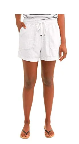Time and Tru Womens Plus Size Relaxed Fit Linen Shorts (XXXL (22), White)