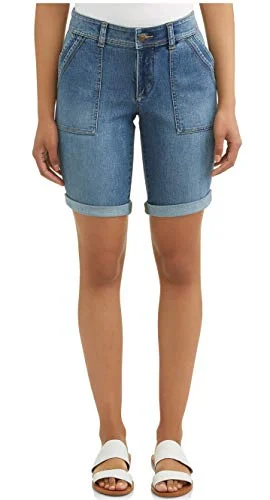 Womens Time & Tru Utility Bernuda Shorts (Black, 4) — 4