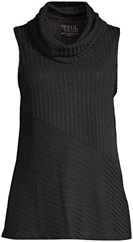 Time and Tru Women's Sleeveless Turtleneck Sweater (Black Soot, Small (4-6)) — 3