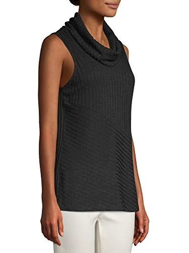 Time and Tru Women's Sleeveless Turtleneck Sweater (Black Soot, Small (4-6)) — 5