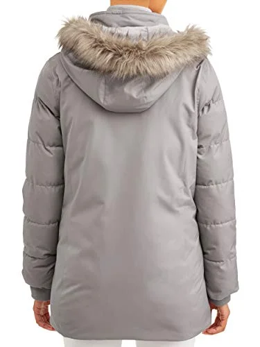 Time and Tru Women's Long-Sleeve, Hooded Heavyweight Parka Jacket (Grey Flannel) (Small (S, 4-6)) — 3