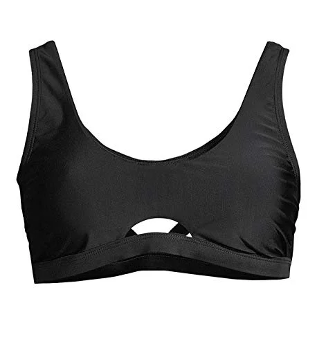 Women's Cutout Bralette Bikini Swimsuit Top, S/CH Black
