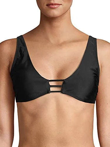 Women's Strappy Bralette Bikini Swimsuit Top Black, S/CH