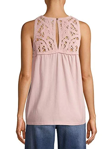 Time and Tru Women's Macrame Tank Top Size S/M (Rose Blush (Light Pink), Small (Runs Big fits Like 6/8)) — 2