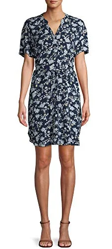 Short Sleeve V-Neck T-Shirt — womens sleeved floral shift dress (navy 