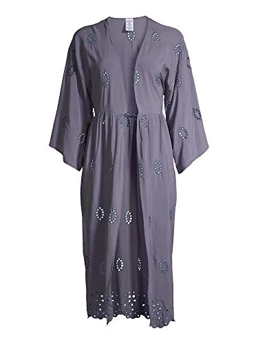 Time And Tru Women's Eyelet Kimono Size S-M Gray