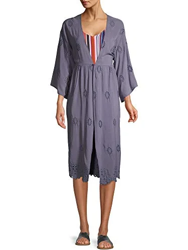 Time And Tru Women's Eyelet Kimono Size S-M Gray — 5