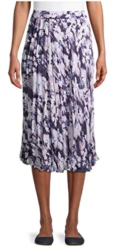 Dark Iris Ikat Print Midi Length Crinkle Skirt - XXL