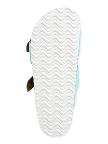 Time and Tru Women's Two Band Footbed Slides (Blue, numeric_7) — 5