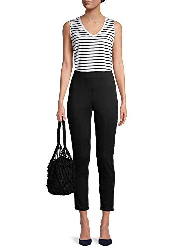 Time and Tru Women's V-Neck Tank Top (Black & White, Medium, Numeric_8) — 3