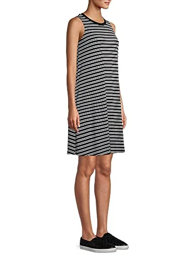 Time and Tru Women's Sleeveless Knit Dress (Black Stripe, Small) — 2