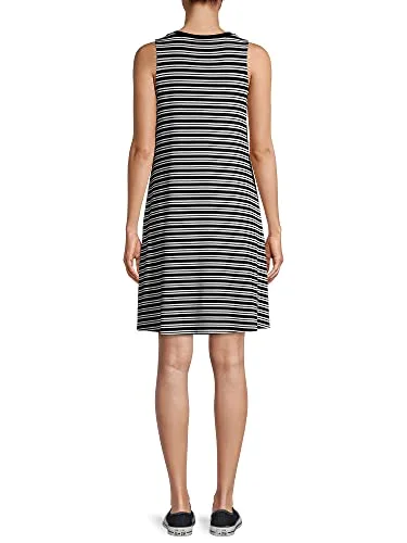 Time and Tru Women's Sleeveless Knit Dress (Black Stripe, Small) — 3