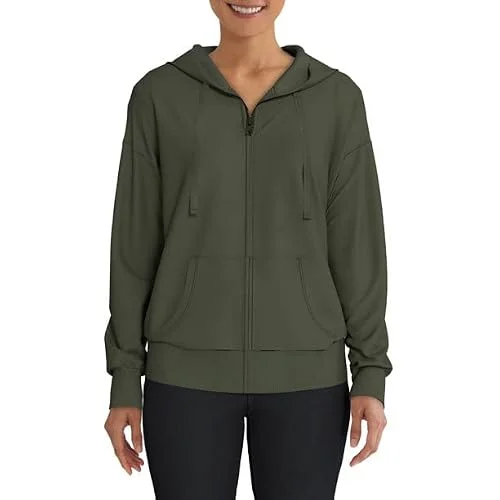 Women's Full Zip Hoodie (Green, Medium)