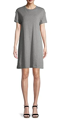 Cotton Knit T-Shirt Dress — (heathered gray