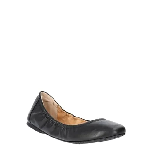 Time and Tru Women's Scrunch Ballet Flats (6, Black, Numeric_6)