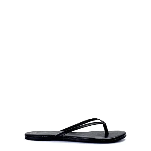 Time and Tru Women's Barely There Thong Sandals (8, Black, numeric_8) — 3