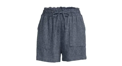 Women's Linen Shorts (as1, Alpha, 3X_l, Regular, Regular, Navy Stripe) — 4