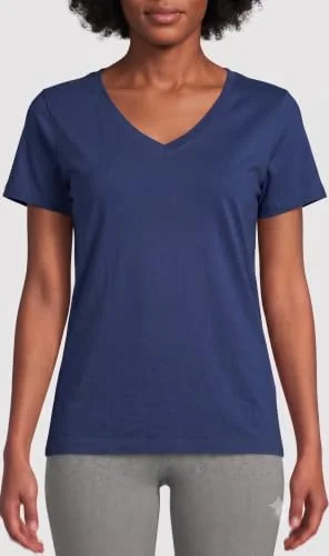 Time and Tru Women's Short Sleeve V-Neck T-Shirt (US, Alpha, XX-Large, Regular, Regular, Navy) — 4