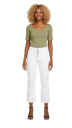 High-Low V-Neck Tank — rise button straight crop jeans numeric