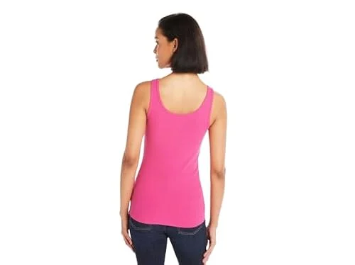 Time and Tru Women's Ribbed Tank (US, Alpha, X-Small, Regular, Regular, Smokin Hot Pink) — 2