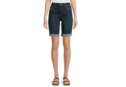 Time and Tru Women's 10" Denim Bermuda Shorts (US, Numeric, 2, Regular, Regular, Dark Wash)