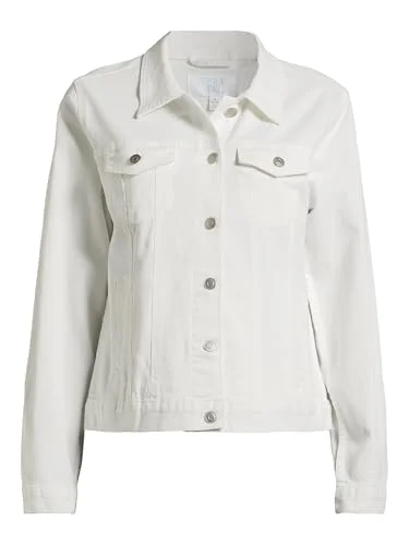 Time and Tru Women's Long-Sleeve Button-Front Denim Jacket (US, Numeric, 4, 6, Regular, Regular, White) — 4