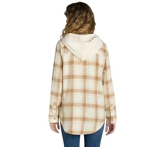 Time and Tru Women's Long Sleeve Button Front Hooded Flannel Shirt (US, Alpha, XX-Large, Regular, Regular, Ant Plaid) — 2