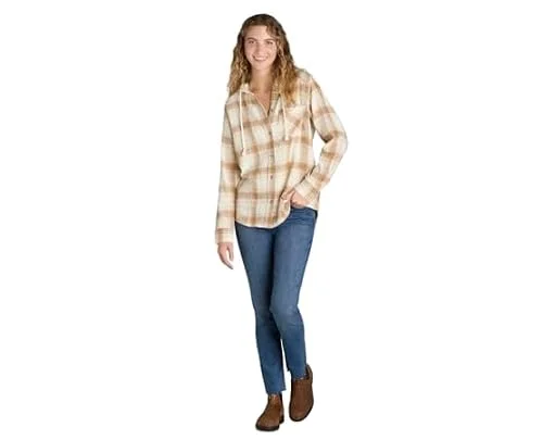 Time and Tru Women's Long Sleeve Button Front Hooded Flannel Shirt (US, Alpha, XX-Large, Regular, Regular, Ant Plaid) — 3