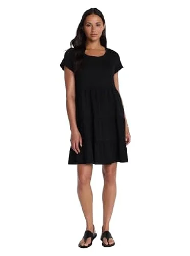 Women's Tiered Knit Dress (US, Alpha, Small, Regular, Regular, Black)
