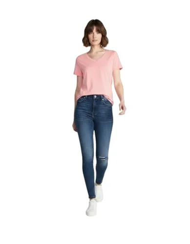 Time and Tru Women's Short Sleeve V-Neck T-Shirt (US, Alpha, Small, Regular, Regular, Coral) — 4