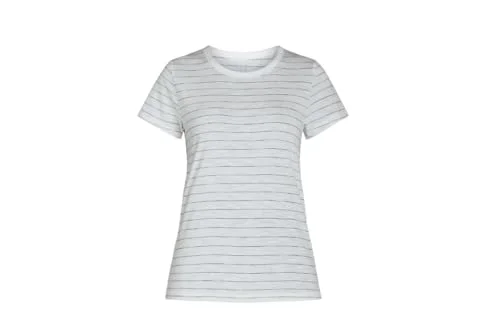 Time and Tru Women's Slub Crew T-Shirt (US, Alpha, Small, Regular, Regular, New White Stripe)