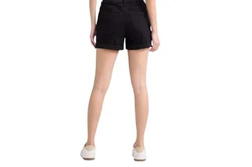 Time and Tru Women's Mid-Rise Denim Shorts (US, Numeric, 4, Regular, Regular, Black) — 2